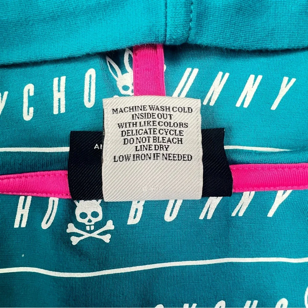 Psycho Bunny Big Kid Logo Patch Zip-Up Hoodie Unisex Boys Girls Youth L 14/16